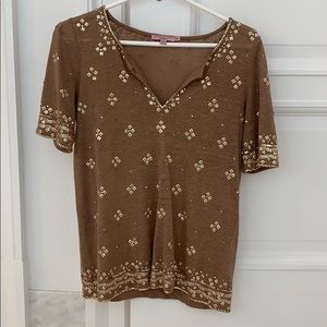 Calypso St Barth linen embellished top